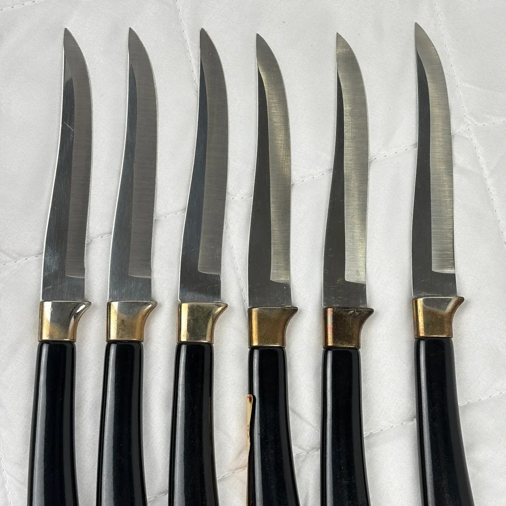 Vintage Washington Forge Steak Knife Carving Set 24K Gold Plated Boxed MCM